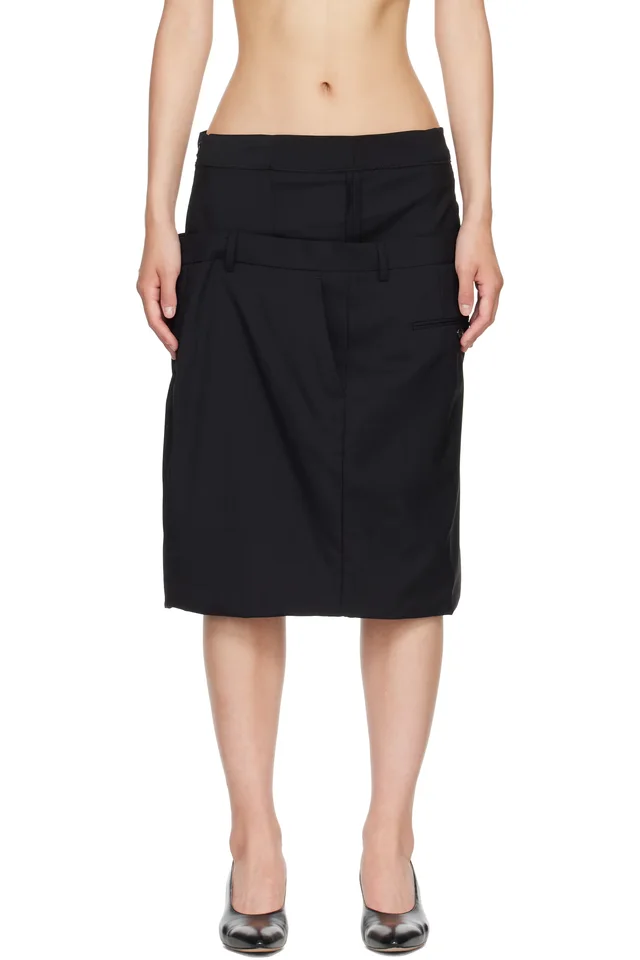 HODAKOVA Black ISO Layered Midi Skirt, image 1 of 1 from SSENSE