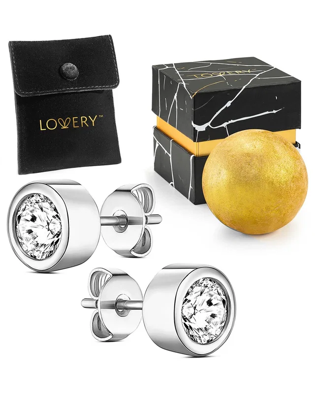 Lovery Sterling Silver Synthetic Diamond Earring Set with Pouch, Bath Bomb & Gift Box, image 1 of 1 from Rue La La