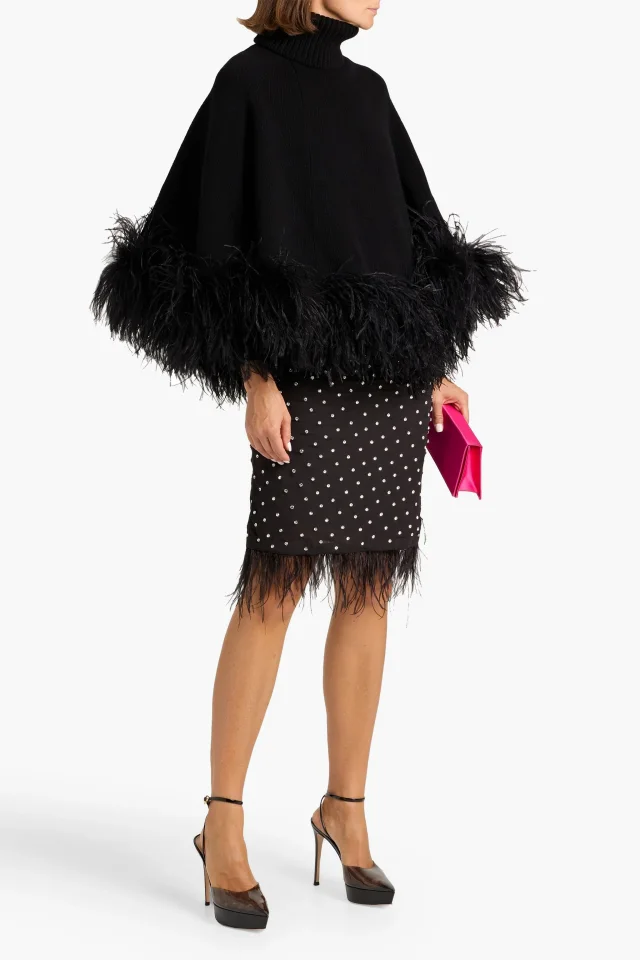 Valentino Garavani Feather-Embellished Virgin Wool Poncho, photo 2 of 4 from THE OUTNET