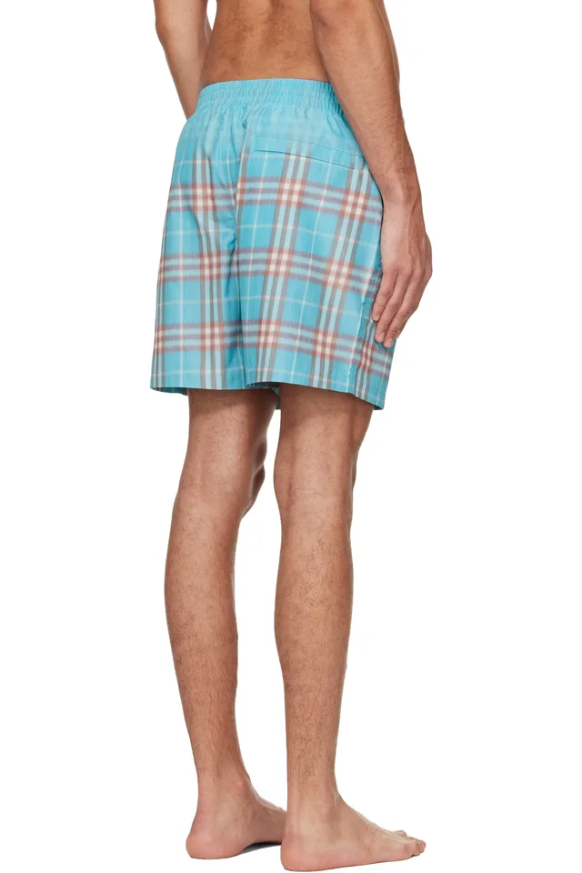 Burberry Blue Gradient Check Swim Shorts, photo 3 of 4 from SSENSE