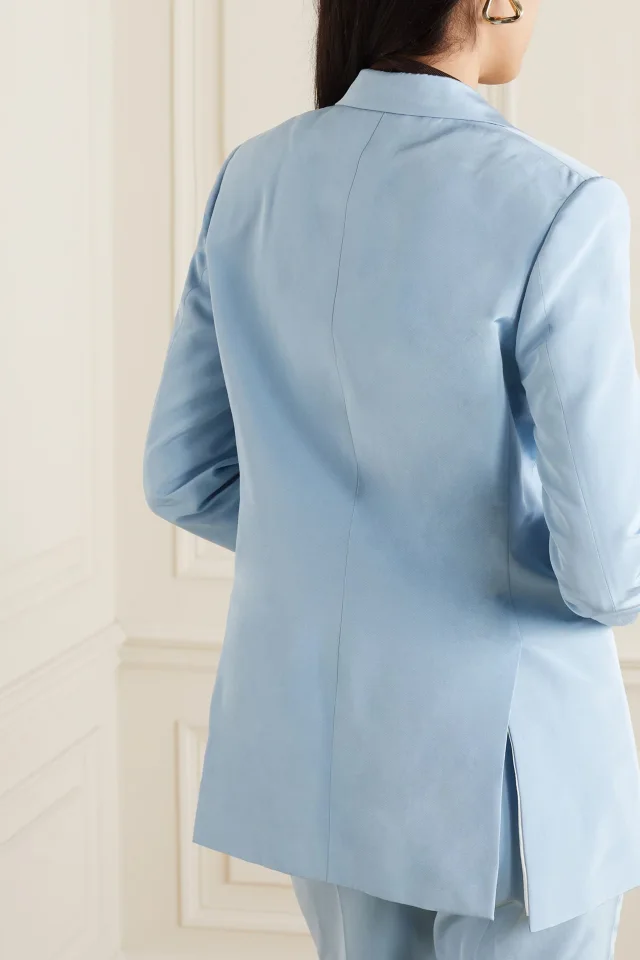 Brioni Silk and Cotton-Blend Twill Blazer in Blue, photo 3 of 4 from THE OUTNET