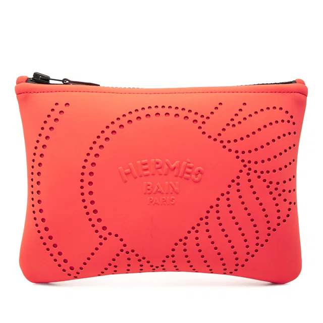 Pink Hermès Small Perforated Nylon Neobain Canoe H Case Clutch Bag in Pink Nylon from Designer Revival