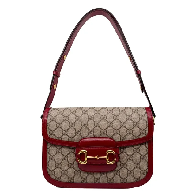 Gucci Horsebit 1955 GG Supreme Canvas Shoulder Bag Red 602204 in Red Canvas from Dallas Designer Handbags