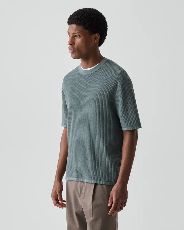 Theory Mesh Tee in Cotton in LIGHT PINE GROVE 100% Cotton; Exclusive Of Elastic, photo 2 of 12 from Theory