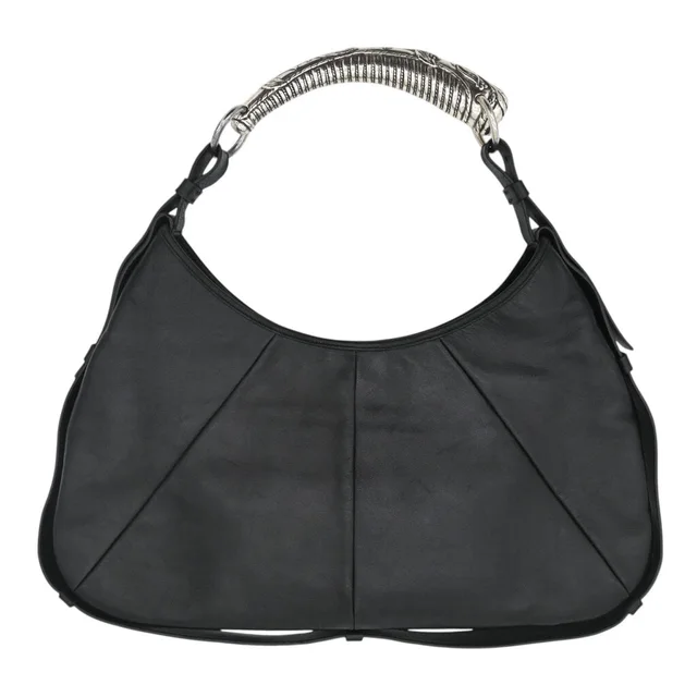 Saint Laurent Black Leather Mombasa Shoulder Bag from Clotheshorse Anonymous
