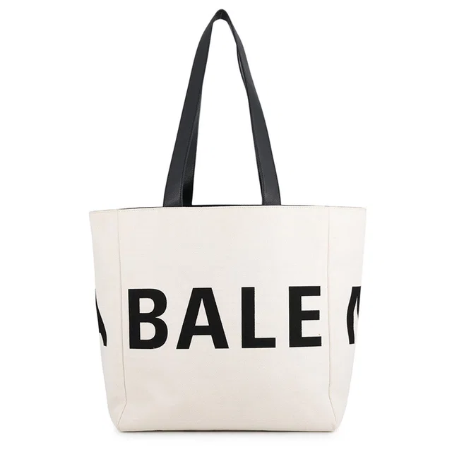 Balenciaga Logo Tote Bag Ivory/Black544463 Canvas in White Canvas from GALLERY RARE