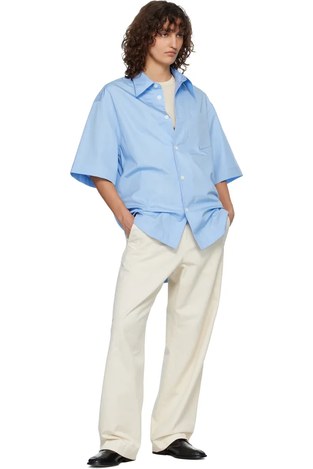 AMI Paris Blue Short Sleeve Wide Shirt, photo 4 of 4 from SSENSE
