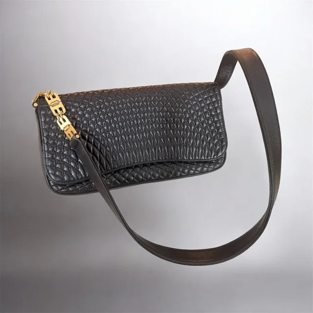 Bally Vintage Black Quilted Lambskin Convertible Shoulder Bag / Clutch, Italy in gold|black Lambskin from Poshmark
