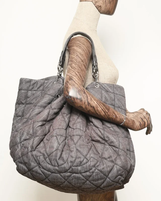 Chanel CC Denim Quilted XL Spirit Cabas Tote Bag in Denim from A Retro Tale, photo 9 of 9