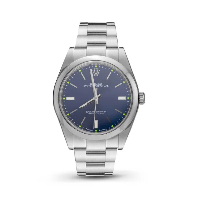Rolex Oyster Perpetual Automatic Chronometer Blue Dial Mens Watch 114300 BLSO in silver|blue|gray from Jomashop.com