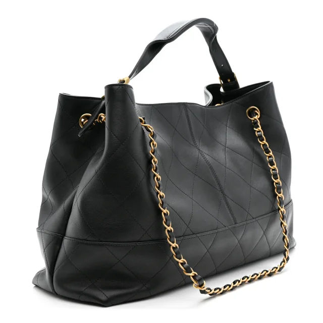 Chanel Stitched Large Shopping Bag Black in Black Calfskin from FASHIONPHILE, photo 3 of 11