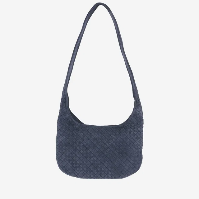 Bottega Veneta Interwoven Calfskin Shoulder Bag — Navy in Navy Calfskin from HEWI