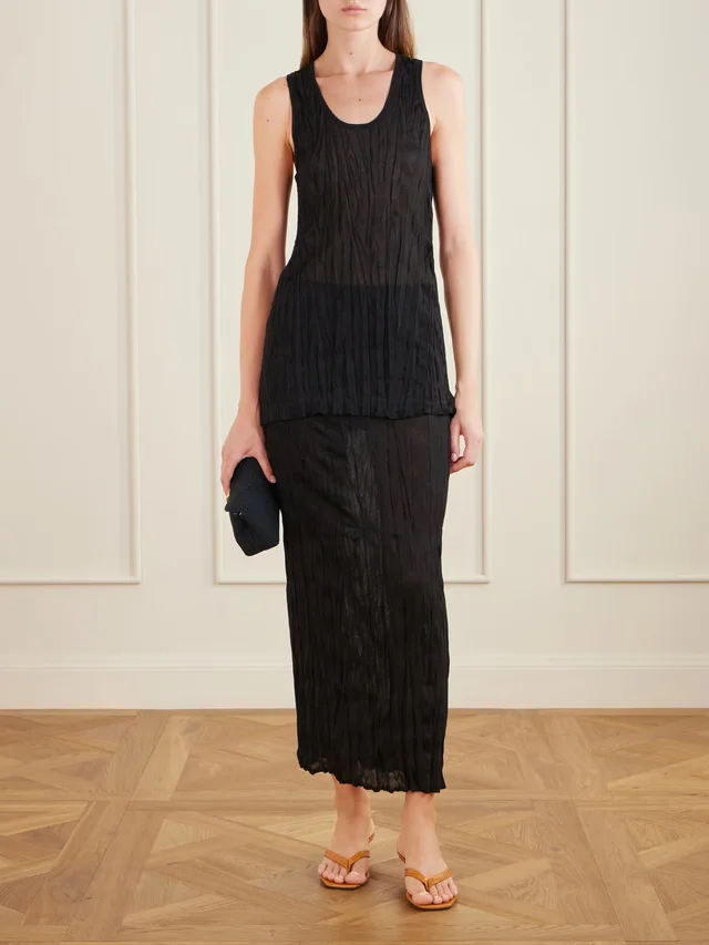 TOTEME Crinkled Viscose knit tank in Black, photo 2 of 2 from NET-A-PORTER (Canada)
