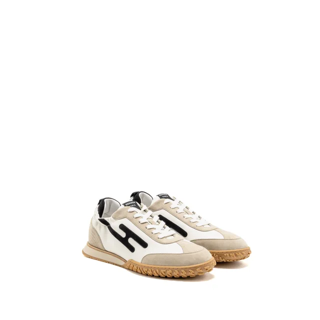 Hermès Size 43 Homme Jet Sneaker Nappa/ Suede Goatskin Blanc/Beige Esquisse/Noir in Black Goatskin from EMIER