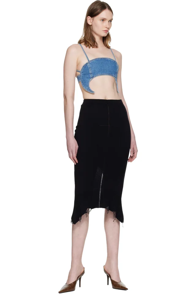 Marine Serre Blue Denim Moon Bra Top, photo 4 of 4 from SSENSE
