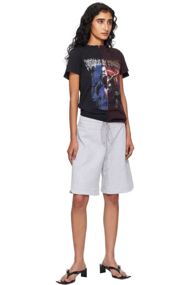 VETEMENTS Black & Burgundy Cradle of Filth Cut-Up Fitted T-shirt, photo 4 of 4 from SSENSE