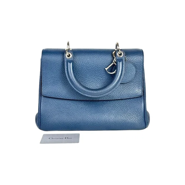 Dior Blue Leather Handle Bag in Blue Leather from Luxury Promise