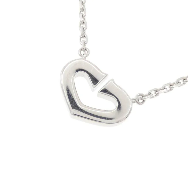 Cartier C Heart Au750 White Gold Diamond Necklace in White from LuxUness, photo 2 of 2