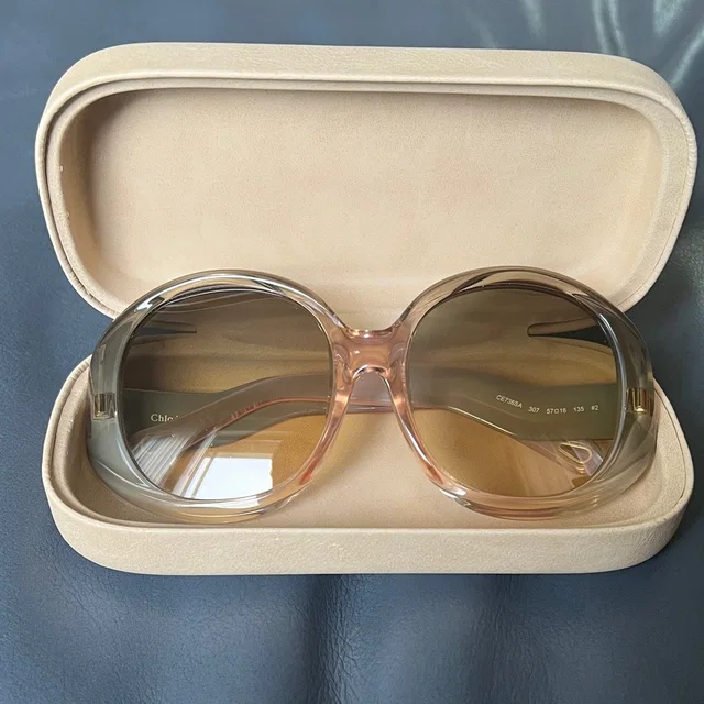 Chloé Oversized Round Sunglasses In Brown Gradient With Gold Accents in neutral|red|brown from Poshmark