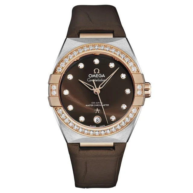 Omega Constellation Diamond Brown Dial Ladies Watch 131.28.36.20.63.001 in brown|pink|silver|gold|gray|red Leather from Jomashop.com