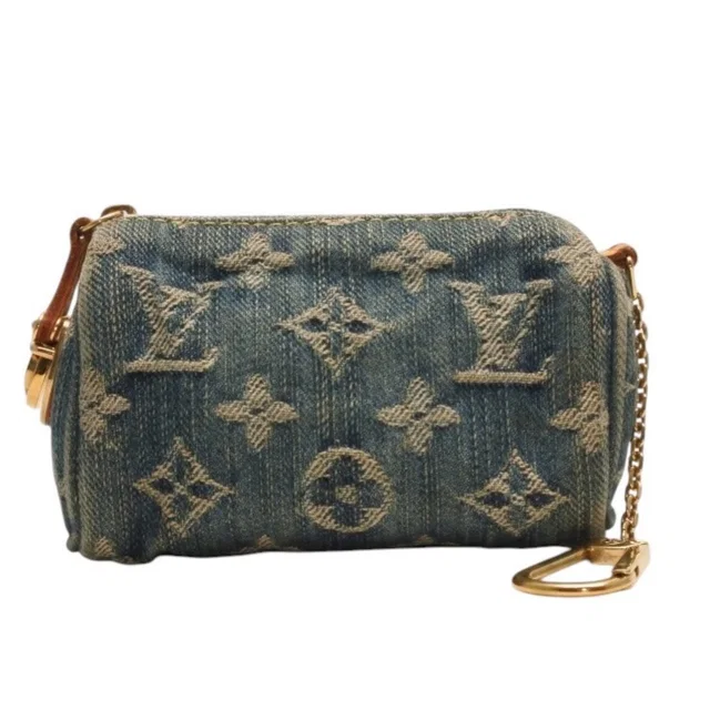 Louis Vuitton Monogram Denim Mini Trousse Speedy PM Strap Blue Handbag in Blue Denim from The Reluxe
