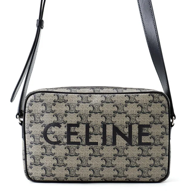 Celine Triomphe Shoulder Bag Gray/Black194502 PVC Leather in Grey Leather from GALLERY RARE