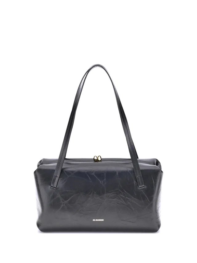 Jil Sander Goji Pillow Shoulder Bag — Black Calf Leather Bos Taurus in Black Calfskin from HEWI