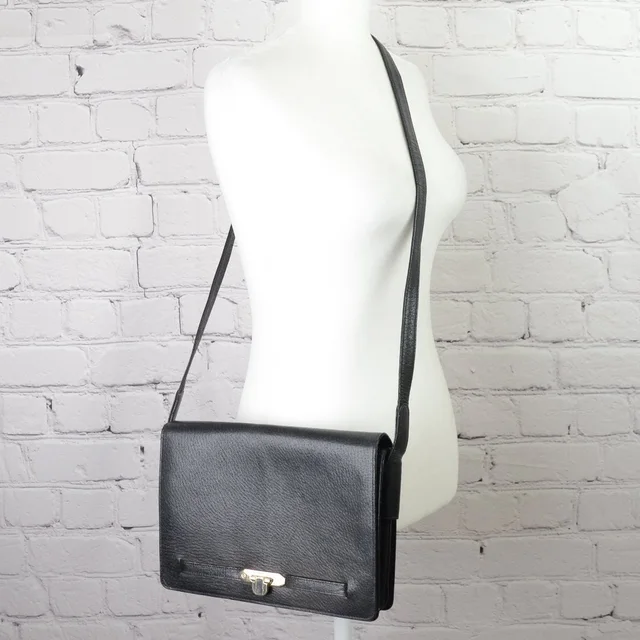 Valentino Garavani Vtg Messenger Style Flap-Over Shoulder Bag / Crossbody [Fits Tablet] in black|gold Leather from Poshmark