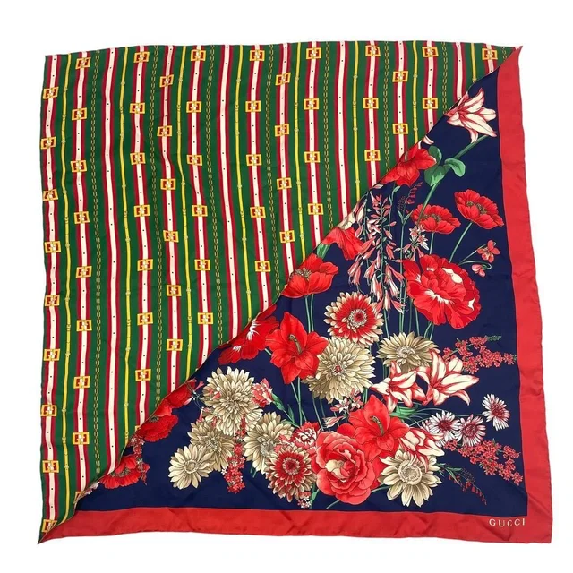 Gucci Flora Scarf Floral Pattern Red in Red Silk from The Reluxe