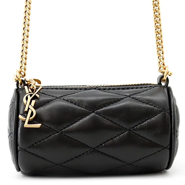 Saint Laurent Chain Shoulder Bag Micro Saddle Tube Lambskin Aaaju Black in Black Lambskin from The Reluxe