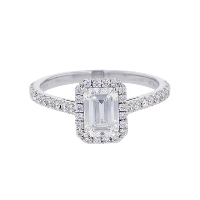Tiffany & Co. Soleste Emerald Cut Diamond Ring Size Approximately No. 10 Pt950 in Green from GALLERY RARE
